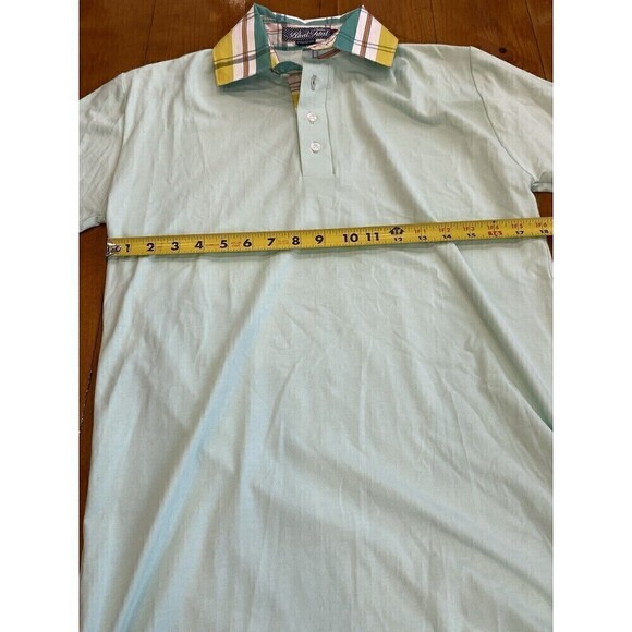 LOT (2) Alial Fital Mens Med Golf Polo Long Sleeve Short Blue Collar Made In USA - Picture 7 of 16